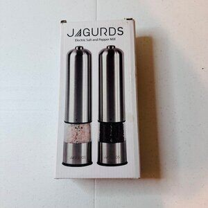 Jagurds Electric Salt & Pepper Mill Set Stainless Steel Battery Operated